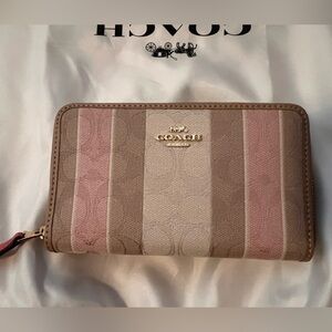 Coach Striped Pink and Tan Wallet
